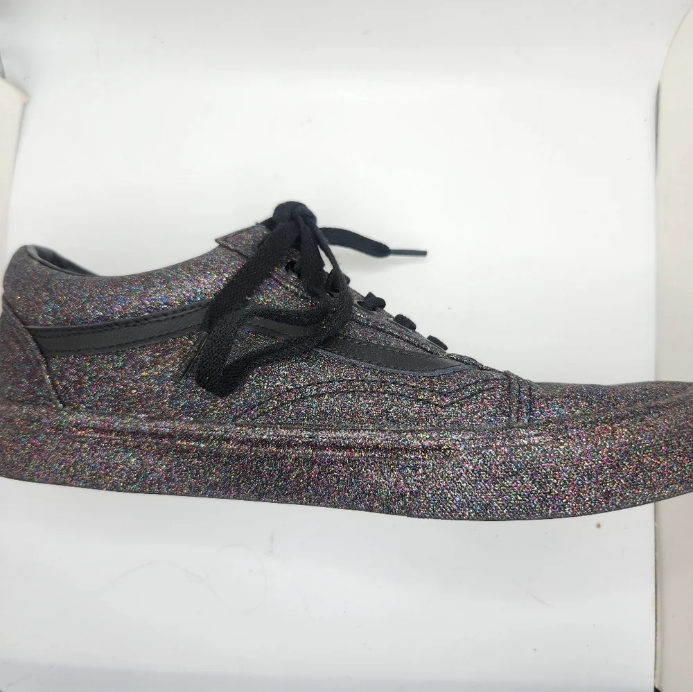 Vans Womens Size 9 Glitter Purple And Black Low Top Lace Up Sneakers Old Skool